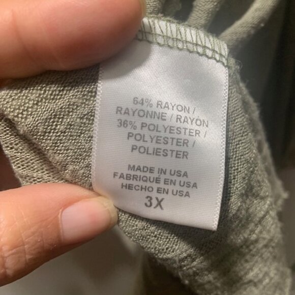 Bobeau Boho Feminine Crochet Detail Open Flowy Muted Sage Cardigan Top- Size 3X - Picture 5 of 7